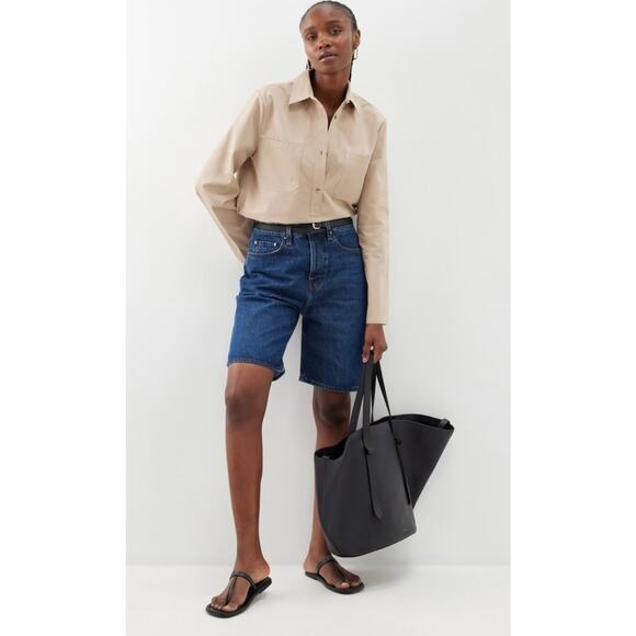 Toteme Classic Denim Shorts Jean Long Jorts Bermuda Baggy Wide Leg 25 - Picture 6 of 16